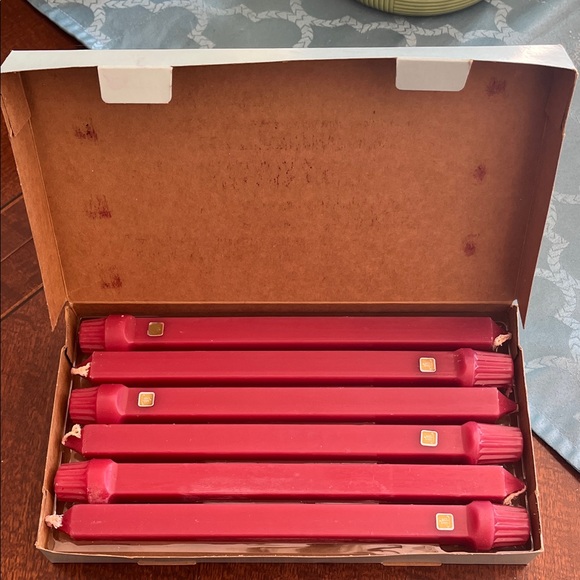 PartyLite Red Taper Vintage 10" Pink Unscented Dinner Candles 6 Pack Square - Picture 1 of 6